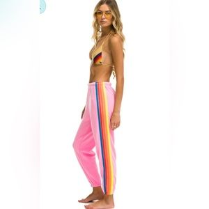 Pink 5 stripe Aviator Nation Sweatpants